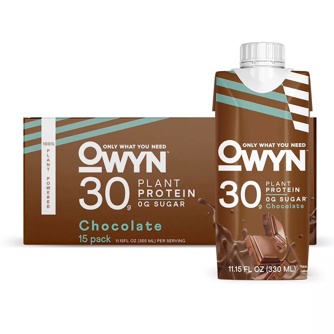 OWYN Chocolate Plant Protein Shake, 15 Count