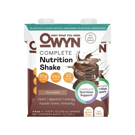 OWYN Complete Nutrition 20g Protein Shake, Chocolate, 11.15 fl oz, 4 Count