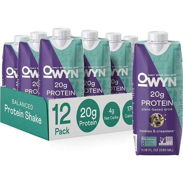 OWYN Plant Based Nutrition Drink, Cookies & Creamless, 20g Protein, 11.