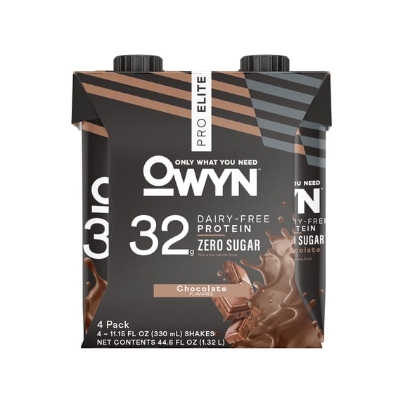 OWYN Pro Elite 32g Plant Protein Shakes 4 pk Bottles - Chocolate, 11.15 oz