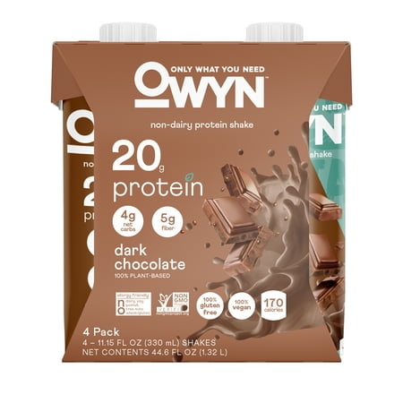 OWYN Protein Shake, Dark Chocolate, 4 Ct, 20g