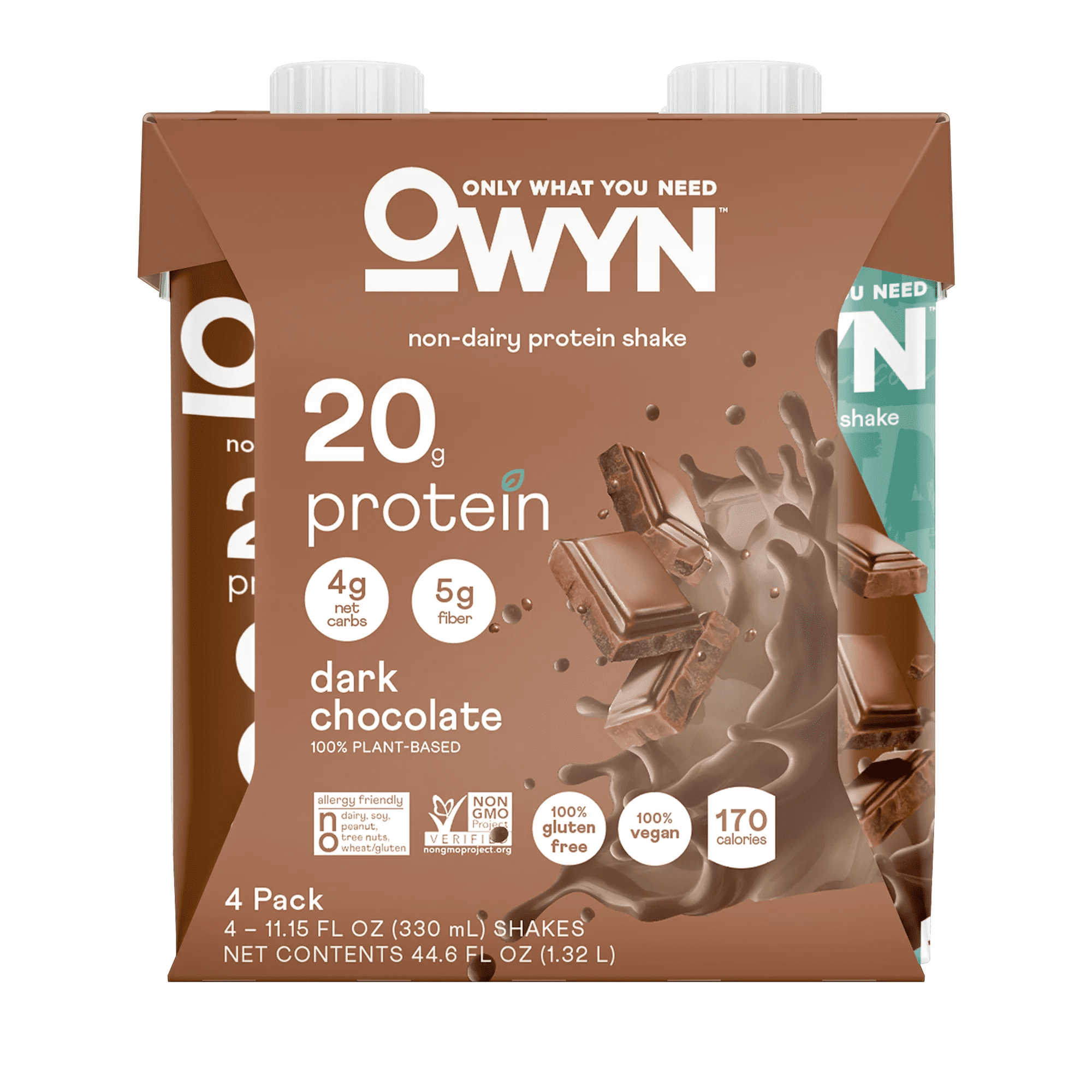 OWYN Protein Shake, Dark Chocolate, 4 Ct, 20g