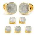 thumbnail image 1 of OX and Bull Trading OB-CRYST-GL-SS Pave Crystal Cufflinks and Studs Set, Stainless Steel - Gold, 1 of 8