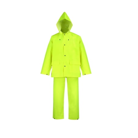 OX025PU-XL 3-Piece Rainsuits, X-Large, Polyester, Yellow