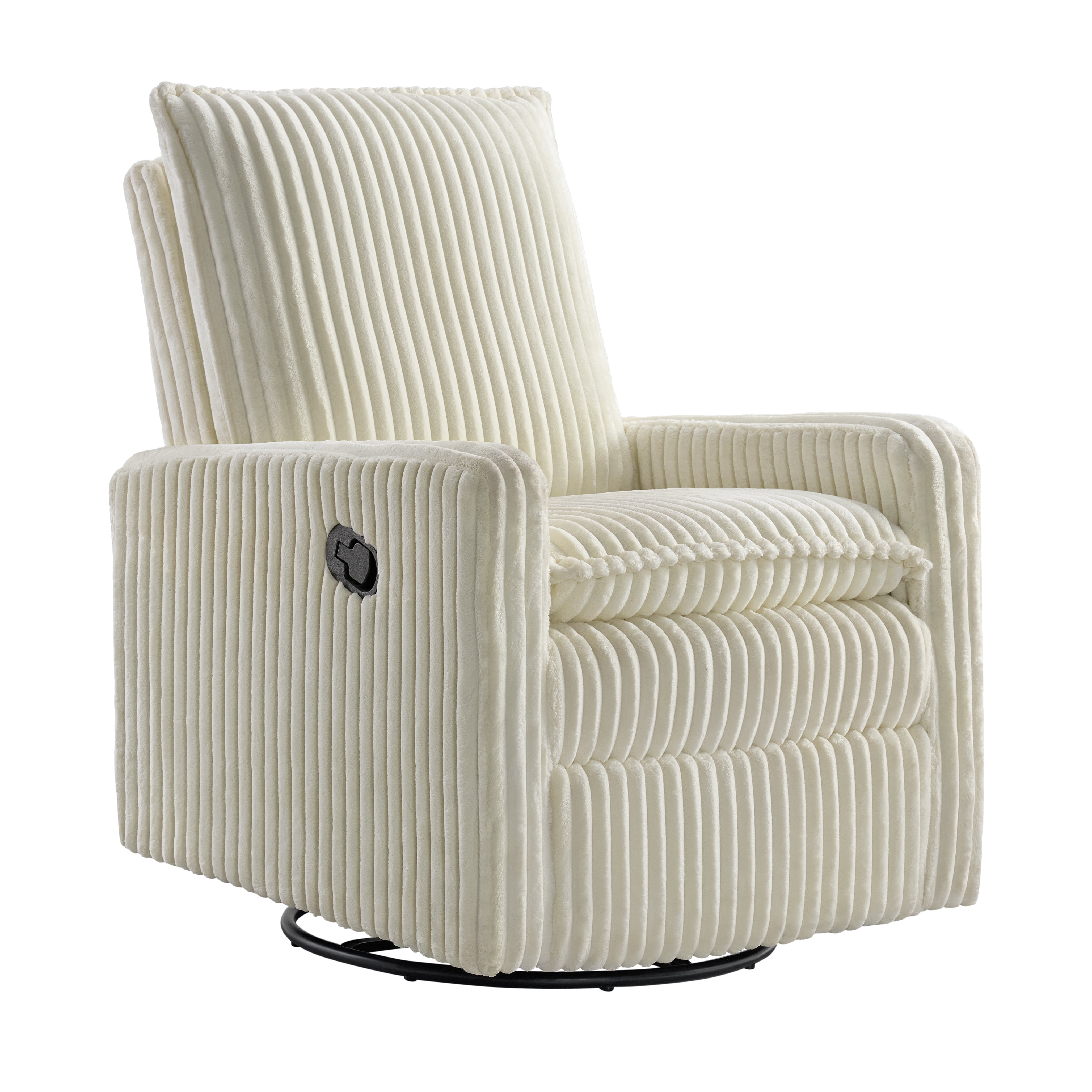 Oxford Baby Uptown Upholstered Glider Recliner Rocking Chair 360° Swivel for Nursery and Living Room – Corduroy Pearl White​