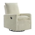thumbnail image 1 of Oxford Baby Uptown Upholstered Glider Recliner Rocking Chair 360° Swivel for Nursery and Living Room – Corduroy Pearl White​, 1 of 10