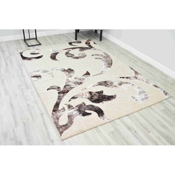 OXFORD Modern Stylish Living Room Rug Design 7003 - 2'6"x7'9" Runner, Beige