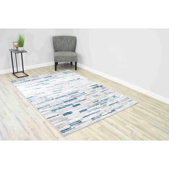 OXFORD Modern Stylish Living Room Rug Design 7009 - 2'6"x7'9" Runner, Blue