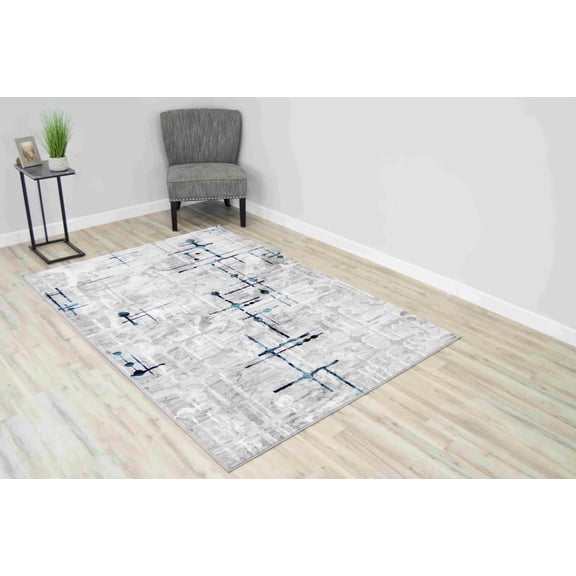 OXFORD Modern Stylish Living Room Rug Design 7010 - 2'6"x7'9" Runner, Blue