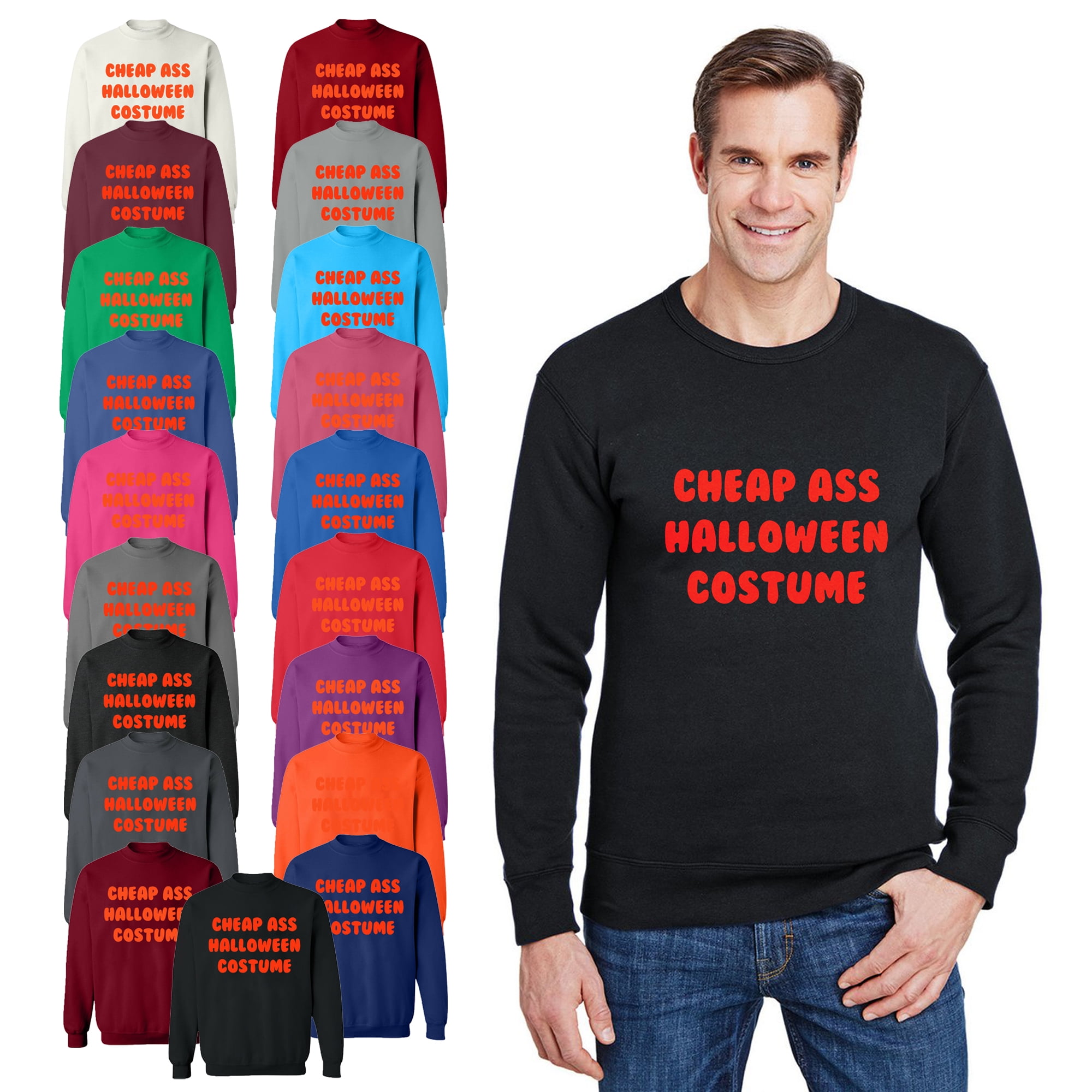 OXI Crewneck Sweatshirt Cheap Ass Halloween Costume Basic Casual Sweatshirts for Men s and Women Fleece Sweatshirt Long Sleeve Graphite Heather Small Walmart