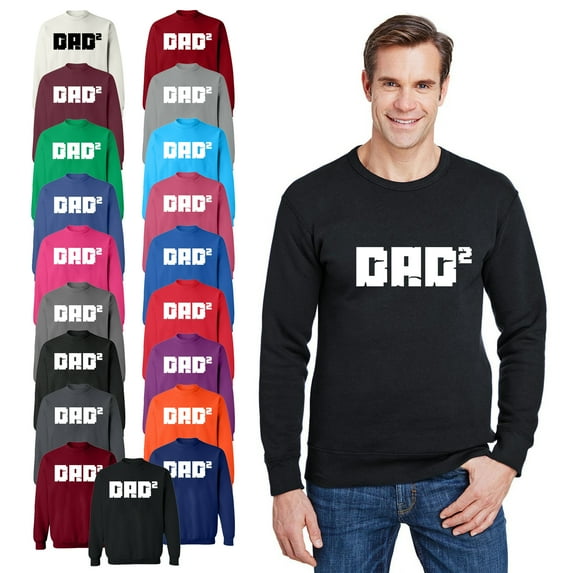 OXI Crewneck Sweatshirt - Dad Square, Basic Casual Sweatshirts for Men's and Women Fleece Sweatshirt Long Sleeve - Indigo Blue Medium