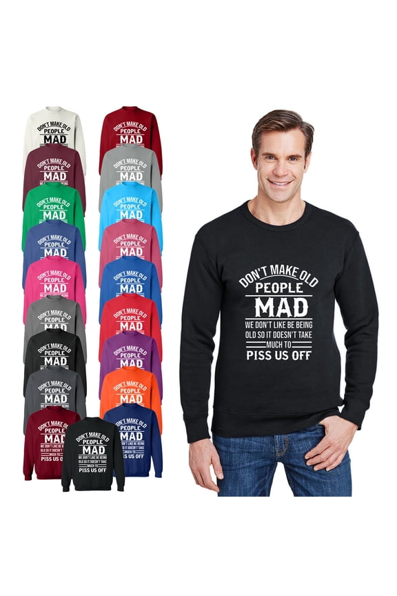 Crewneck Sweatshirt - Don't Make Old People, Basic Casual Sweatshirts for Men's and Women Fleece Sweatshirt Long Sleeve - White 3X-Large