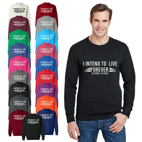 OXI Crewneck Sweatshirt - I Intend To Live Forever, Basic Casual Sweatshirts for Men's and Women Fleece Sweatshirt Long Sleeve - Charcoal X-Large