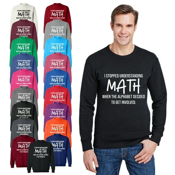 OXI Crewneck Sweatshirt - I Stopped Understanding Math, Basic Casual Sweatshirts for Men's and Women Fleece Sweatshirt Long Sleeve - Navy Blue Large