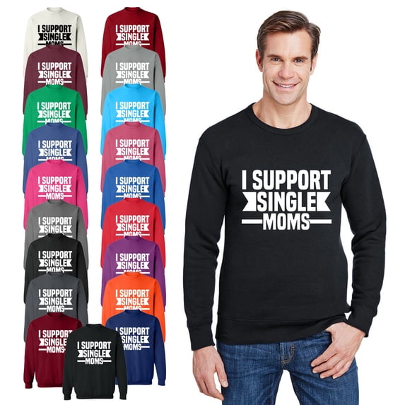 OXI Crewneck Sweatshirt - I Support Single Moms,Basic Casual Sweatshirts for Men's and Women Fleece Sweatshirt Long Sleeve- Sapphire Small