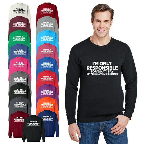 OXI Crewneck Sweatshirt - I'm Only Responsible,Basic Casual Sweatshirts for Men's and Women Fleece Sweatshirt Long Sleeve- Cardinal Red Large