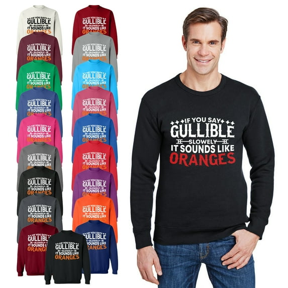 OXI Crewneck Sweatshirt - If You Say Gullible Slowly,Basic Casual Sweatshirts for Men's and Women Fleece Sweatshirt Long Sleeve- Purple 2X-Large