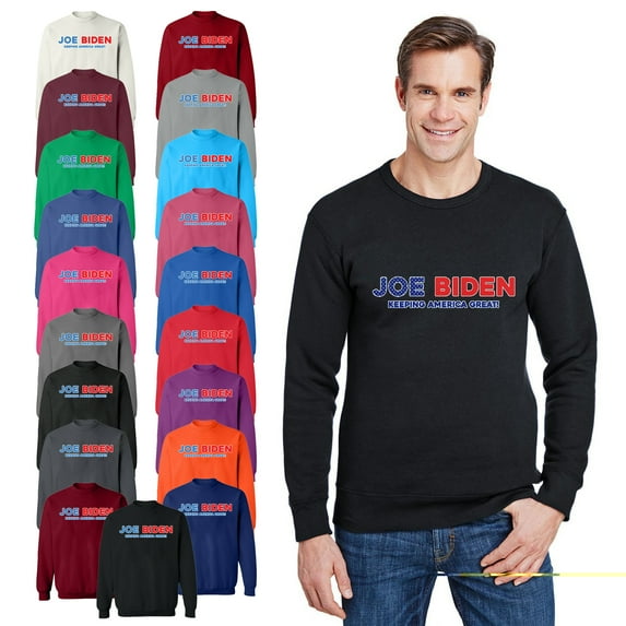 OXI Crewneck Sweatshirt - Joe Biden Keeping America Great, Basic Casual Sweatshirts for Men's and Women Fleece Sweatshirt Long Sleeve - Royal Blue X-Large