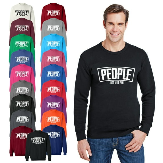 OXI Crewneck Sweatshirt - People Not a Big Fan,Basic Casual Sweatshirts for Men's and Women Fleece Sweatshirt Long Sleeve - Navy Blue Large