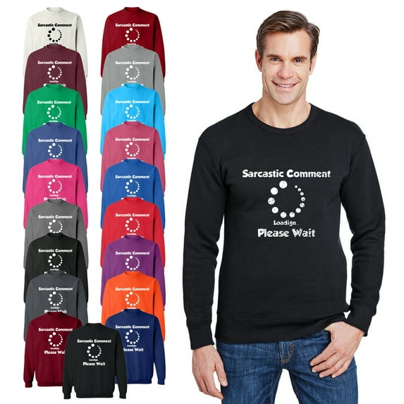 OXI Crewneck Sweatshirt - Sarcastic Comment Please Wait, Basic Casual Sweatshirts for Men's and Women Fleece Sweatshirt Long Sleeve - Graphite Heather X-Large
