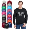 thumbnail image 1 of OXI Crewneck Sweatshirt - Stay Back 6 Feet, Basic Casual Sweatshirts for Men's and Women Fleece Sweatshirt Long Sleeve - Black X-Large, 1 of 2