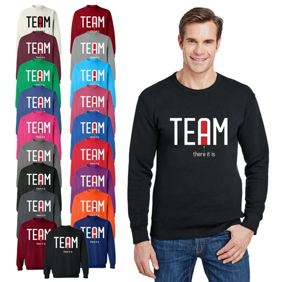 OXI Crewneck Sweatshirt - Team There It is, Basic Casual Sweatshirts for Men's and Women Fleece Sweatshirt Long Sleeve - Purple X-Large