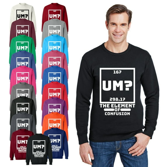 OXI Crewneck Sweatshirt - Um The Element of Confusion,Basic Casual Sweatshirts for Men's and Women Fleece Sweatshirt Long Sleeve- Red 3X-Large