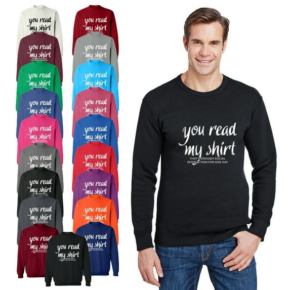 OXI Crewneck Sweatshirt - You Read My Shirt, Basic Casual Sweatshirts for Men's and Women Fleece Sweatshirt Long Sleeve - Antiquee Cherry Small