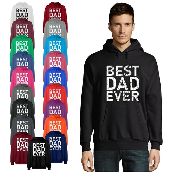 OXI Hoodie Sweatshirt - Best Dad Ever, Basic Casual Hoodie for Men's and Women Fleece Hoodie Long Sleeve - Safety Pink Medium