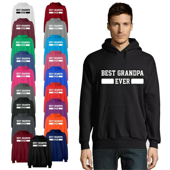 OXI Hoodie Sweatshirt - Best Grandpa Ever, Basic Casual Hoodie for Men's and Women Fleece Hoodie Long Sleeve - Orange Large