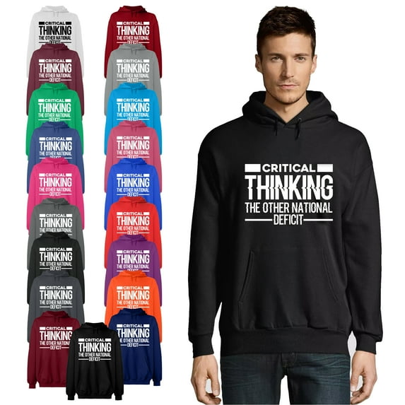 OXI Hoodie Sweatshirt - Critical Thinking, Basic Casual Hoodie for Men's and Women Fleece Hoodie Long Sleeve - Charcoal Small