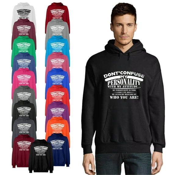 OXI Hoodie Sweatshirt - Don't Confuse My Personality, Basic Casual Hoodie for Men's and Women Fleece Hoodie Long Sleeve - Black Small