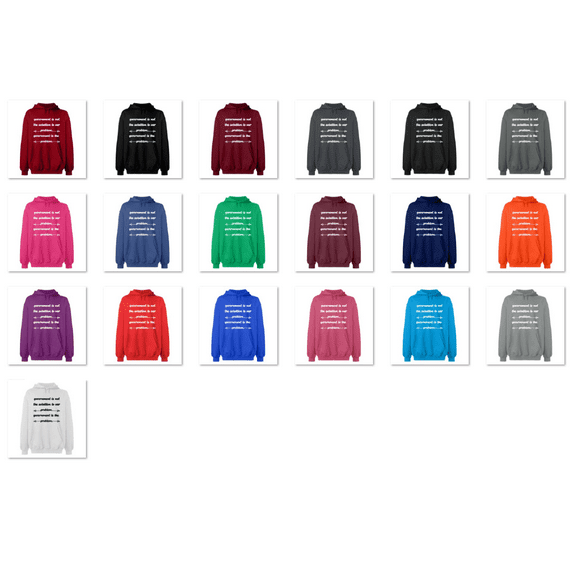 OXI Hoodie Sweatshirt - Government is The Problem, Basic Casual Hoodie for Men's and Women Fleece Hoodie Long Sleeve - Charcoal X-Large