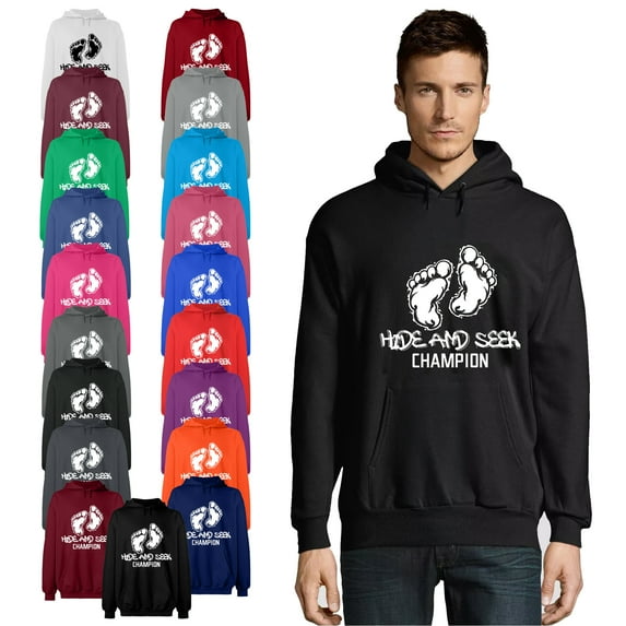 OXI Hoodie Sweatshirt - Hide And Seek Champion, Basic Casual Hoodie for Men's and Women Fleece Hoodie Long Sleeve - Orange Small