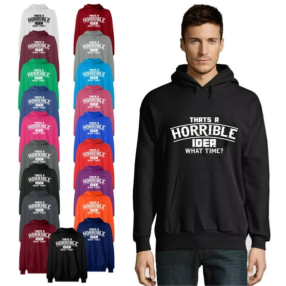 OXI Hoodie Sweatshirt - Horrible Idea Time, Basic Casual Hoodie for Men's and Women Fleece Hoodie Long Sleeve - White Small