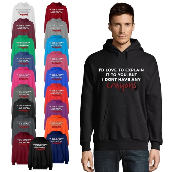 OXI Hoodie Sweatshirt - I Don't Have Any Crayons, Basic Casual Hoodie for Men's and Women Fleece Hoodie Long Sleeve - Safety Pink Small