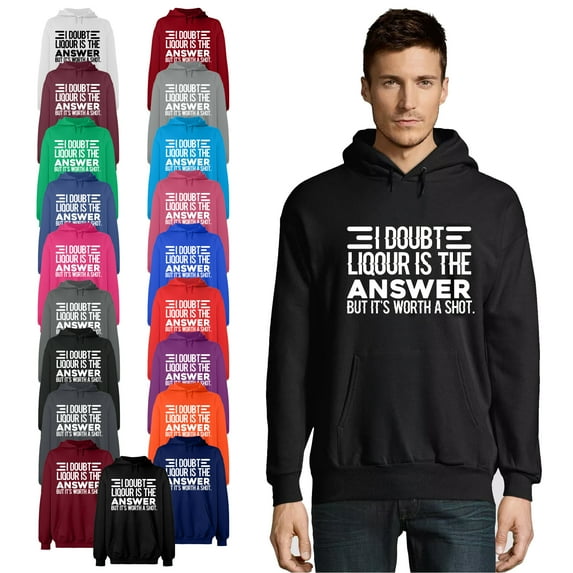 OXI Hoodie Sweatshirt - I Doubt Liqour is The Answer, Basic Casual Hoodie for Men's and Women Fleece Hoodie Long Sleeve - Charcoal 2X-Large