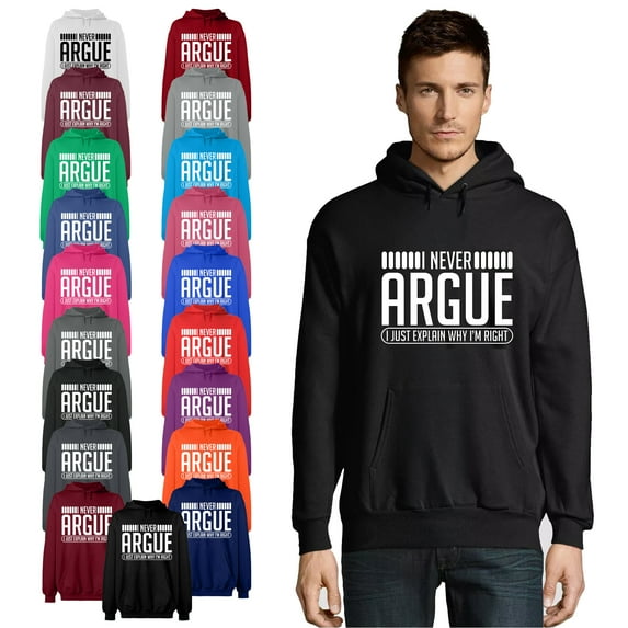 OXI Hoodie Sweatshirt - I Never Argue, Basic Casual Hoodie for Men's and Women Fleece Hoodie Long Sleeve - Sport Grey Large
