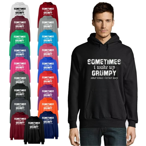 OXI Hoodie Sweatshirt - I Wake Up Grumpy, Basic Casual Hoodie for Men's and Women Fleece Hoodie Long Sleeve - Antiquee Cherry Small