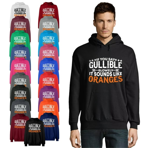 OXI Hoodie Sweatshirt - If You Say Gullible Slowly, Basic Casual Hoodie for Men's and Women Fleece Hoodie Long Sleeve - Navy Blue Medium