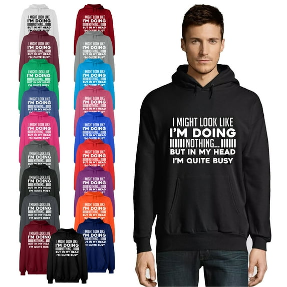 OXI Hoodie Sweatshirt - Look Like I'm Doing Nothing, Basic Casual Hoodie for Men's and Women Fleece Hoodie Long Sleeve - Maroon Small