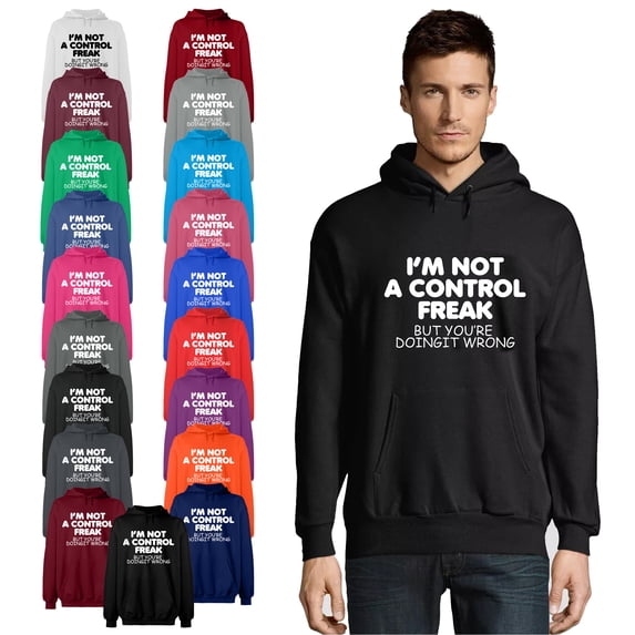 OXI Hoodie Sweatshirt - Not a Control Freak, Basic Casual Hoodie for Men's and Women Fleece Hoodie Long Sleeve - Sapphire Large