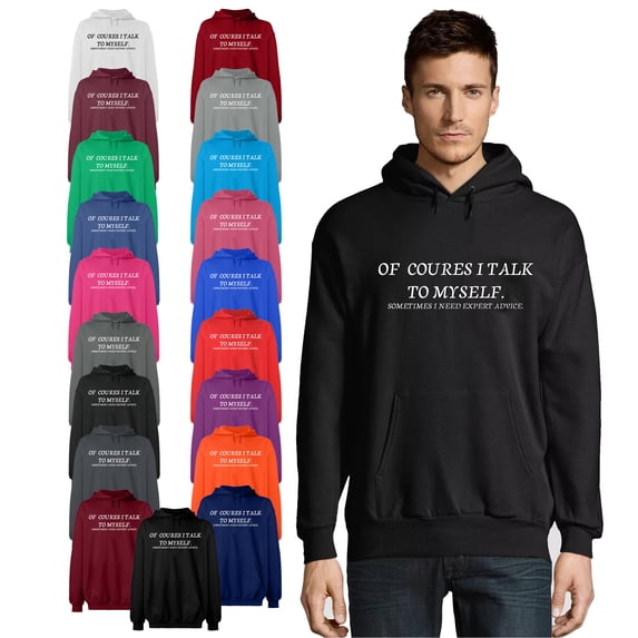 OXI Hoodie Sweatshirt - Of Course I Talk To Myself, Basic Casual Hoodie for Men's and Women Fleece Hoodie Long Sleeve - Red 2X-Large