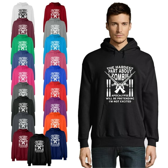 OXI Hoodie Sweatshirt - The Hardest Part About Zombie, Basic Casual Hoodie for Men's and Women Fleece Hoodie Long Sleeve - Black 3X-Large
