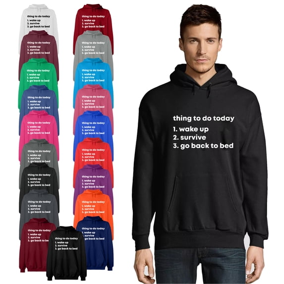 OXI Hoodie Sweatshirt - Thing To Do Today Wake Up, Basic Casual Hoodie for Men's and Women Fleece Hoodie Long Sleeve - Dark Heather Small