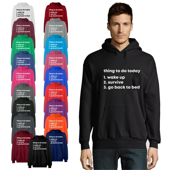 OXI Hoodie Sweatshirt - Thing To Do Today Wake Up, Basic Casual Hoodie for Men's and Women Fleece Hoodie Long Sleeve - Sport Grey 3X-Large