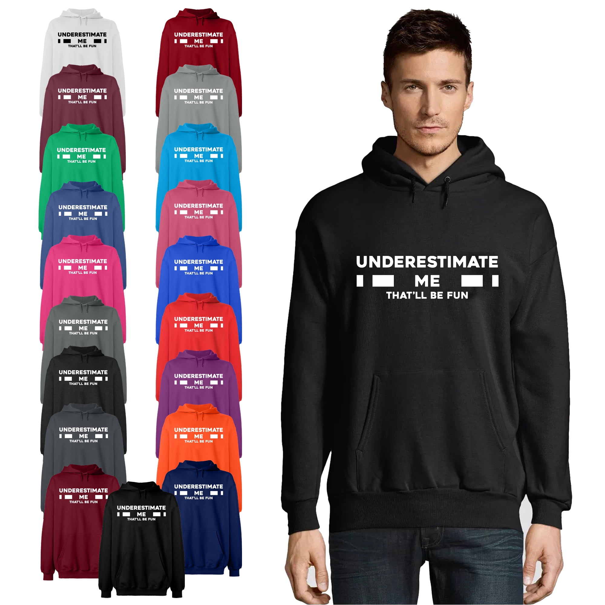 OXI Hoodie Sweatshirt Underestimate Me That ll Be Fun Basic Casual Hoodie for Men s and Women Fleece Hoodie Long Sleeve Safety Pink 2X Large