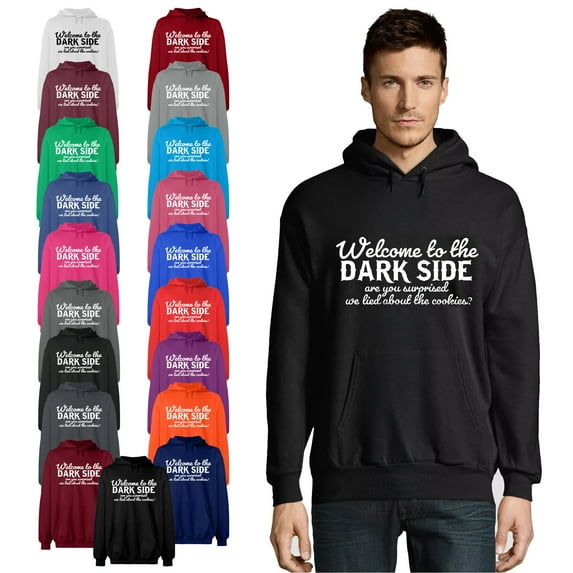 OXI Hoodie Sweatshirt - Welcome To The Dark Side, Basic Casual Hoodie for Men's and Women Fleece Hoodie Long Sleeve - Black Large