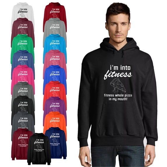 OXI Hoodie Sweatshirt - Whole Pizza In My Mouth, Basic Casual Hoodie for Men's and Women Fleece Hoodie Long Sleeve - Sport Grey Small