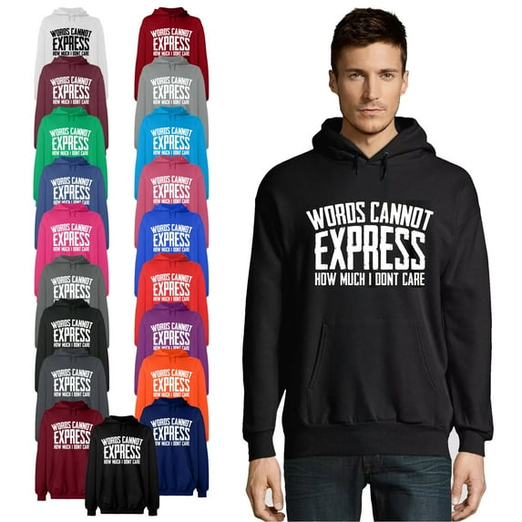 OXI Hoodie Sweatshirt - Woros Cannot Express, Basic Casual Hoodie for Men's and Women Fleece Hoodie Long Sleeve - Navy Blue 2X-Large